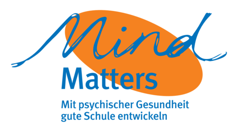 Logo MindMatters Logo MindMatters als Schriftzug, blaue Schrift auf orangenem Kreis mit weißem Hintergrund
