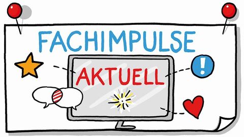 Comic mit Bildschirm und Schriftzug der Webinarreihe