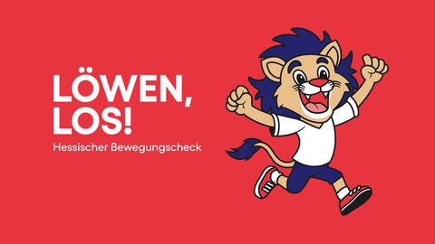 Löwenmaskottchen des Hessischen Bewegungschecks